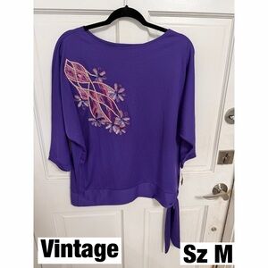 Vintage Purple Women’s Embellished Boatneck Top Sz M